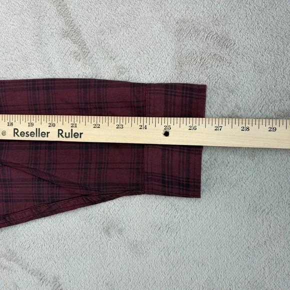 Abercrombie & Fitch Blade Mandarin Collar Shirt in Burgundy Plaid Men 2XL Preppy - Picture 5 of 7